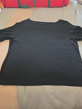 Karen Scott Black Boatneck Long Sleeve Top